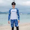 Traje de Secado Rápido para Pareja Ropa con Protección Solar Playa Tallas Grandes Moda Coreana y Japonesa Traje de Pantalón y Manga Larga Traje de Baño