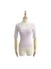 2480-25 Verano Estilo Coreano Cuello Cuadrado Profundo Ajustada Combinable Básica Spice Girls Hombro Camiseta Adelgazante Manga Media Base