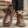 Nuevas Botas de Trabajo Retro Zapatos Casuales Botas de Hombre Botas Versátiles para Hombre Estilo Británico Botas Martin Suela Gruesa Comercio Exterior Transfronterizo Zapatos de Hombre