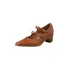Zapatos Mary Jane de suela silenciosa, antideslizantes, de doble tira, colección otoño 2026, tacón grueso, tacón medio, punta cuadrada, zapatos planos de piel auténtica para mujer