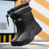 Botas de lluvia de goma rojas de moda para viajar, botas de lluvia cortas impermeables con cordón, botas de goma a prueba de viento, zapatos de agua para senderismo en arroyos, botas de mujer
