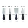 Venta al por mayor en fábrica cuchillo para queso de acero inoxidable juego de 4 piezas mango de PP cortador de crema cuchillo para queso pizza
