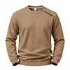 Sudadera Casual de Forro Polar Lisa Suelta para Hombre Otoño/Invierno 2026 con Cremallera Diagonal Única y Cuello Redondo