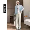 Calças de Lã Forradas para Gestantes para Outono e Inverno, Roupa Externa, Forradas com Lã, Engrossadas, para Baixinhas, Tecido de Toalha, Calças de Perna Larga, Tamanho Grande, Perna Reta, Calças Compridas