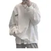 Sudadera casual versátil de moda para hombre con cuello redondo estilo Hong Kong, camiseta deportiva de manga larga jacquard de otoño, ropa elegante para hombre
