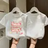 Camiseta de Manga Corta de Algodón Puro para Niñas Verano Nuevo Estilo Ropa para Niños Holgada Estilo Coreano Dibujos Animados Parte Superior Moda para Niñas Camiseta de Media Manga