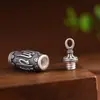 Pendente Caixa Gawu Rei Cervo Dourado Prata Pura Mantra de Seis Sílabas Vintage, Pode Ser Aberto para Revelar Escrituras, Pingente de Prata Pura para Homens e Mulheres