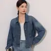 Tiro Real # Chaqueta Corta de Mezclilla Diseño Retro para Mujer 2025 Otoño Nuevo Estilo Conjunto de Falda Petite para Viajar