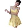Vestido Amarillo de Tirantes Finos para Mujer, Verano 2026, Nuevo Estilo Japonés, Rejuvenecedor, Decoración de Lazo, Vestido sin Mangas de Corte A, Dulce
