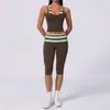 Conjunto deportivo de dos piezas transfronterizo a prueba de golpes con sujetador push-up para mujer de alta elasticidad, pantalones de yoga de longitud media que levantan los glúteos, para correr y fitness