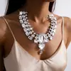 Colar Cruzado Europeu e Americano com Retângulo de Strass, Coração e Gota d'Água, Corrente de Clavícula de Luxo Leve, Sentido de Alto Padrão, Colar com Pingente Personalizado da Moda para Mulheres
