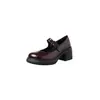 Zapatos JK de piel Mary Jane de suela gruesa estilo academia 2026 otoño tacón alto grueso punta redonda hebilla de cuero genuino zapatos de vestir para mujer