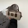 Bolsa Bowling de Cor Contrastante de Nicho Feminina 2025 Nova Bolsa de Mão de Lona de Alta Qualidade Bolsa Transversal de Ombro Retrô