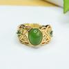 Anillo de Jaspe Jade Hetian Natural Aiyu Anillo de Jade Verde Espinaca Estilo Étnico Venta al por Mayor Dropshipping S4012011