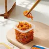 BNBSContenedor pequeño portátil para alimentos con sello a presión, caja transparente para pepinillos y kimchi, caja de almacenamiento para refrigerador