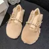 Sapatos Peludos Femininos para Uso Externo 2026 Novos Sapatos de Algodão Outono/Inverno com Forro de Lã Celebriade da Internet Slip-on Estilo Pequeno Chanel Mocassins de Pelúcia