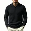 2026 Nuevo Suéter de Punto Acanalado para Hombre de Talla Grande Otoño/Invierno Transfronterizo con Cuello de Solapa, Ropa de Punto Casual, Camisa Básica de Moda