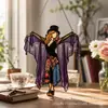 Colgante de ventana de vidrio emplomado acrílico 2D de bruja vintage transfronterizo decoración de Halloween para casa, balcón, jardín, colgante, regalo