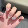 Manicura Uñas Portátiles Ojo de Gato Parches de Uñas Hechos a Mano Color Champaña Uñas Postizas Mayoreo Extraíbles y Versátiles