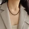 Colar de Pedra Olho de Tigre com Contas Estilo Retro Outono e Inverno Maillard Corrente para Clavícula Colar Elegante da Moda Joias para Mulheres de Alta Qualidade