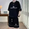 Traje Deportivo de Verano de Talla Grande Fresco y Guapo Camiseta Casual Juvenil Marca de Moda Holgado de Manga Corta Shorts Conjunto de Dos Piezas
