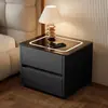 Mesita de noche inteligente para dormitorio del hogar, nuevo modelo 2026, lujo ligero con sensación de alta gama, gabinete popular de madera maciza con carga inalámbrica para dormitorio principal