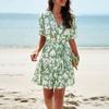 Vestido Transfronterizo Diyun Amazon 2024 Primavera y Verano Exportación Europeo y Americano Elegante Falda de Manga Corta con Estampado Geométrico