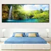 Pintura de Paisagem 'Água Corrente Traz Riqueza' Adesivo Autoadesivo à Prova d'Água com Base de PVC para Parede de Fundo de Sala de Estar/Quarto Cabeceira Adesivo de Murais Pintura Pendurada