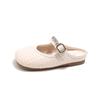 Sandalias tejidas de punta cerrada de moda versátiles para niñas, con letras de pedrería y suelas suaves, para niños y niñas pequeñas, verano 2026