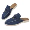 Chinelos 2025 Primavera Novo Feminino Baotou Meio Chinelo Para Usar Fora Mule Sapato Preguiçoso Meio Chinelo Casual