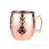 Venta Caliente Transfronteriza Taza de Acero Inoxidable 304 Taza de Moscú Taza con Recubrimiento de Cobre Punto Martillado Taza de Cuerpo Ligero Taza de Vino Taza de Cóctel