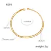 Pulsera de doble capa de acero de titanio elegante y versátil de estilo coreano, popular transfronteriza europea y americana, pulsera de cadena para clavícula chapada en oro de 18K para mujer