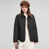 Chaqueta Ligera de Algodón Estilo Chanel, Versátil, Nueva, con Patrón de Diamantes, Versión Coreana, Solapa de Color Contrastante, Abrigo Corto Elegante para Mujer en Invierno