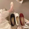 Zapatos Rojos de Cuero Bajos Estilo Francés para Mujer, Nuevos Mocasines Slip-On Mary Jane Verano y Otoño 2026, Zapatos de Vestir