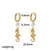 Brincos de Concha de Aço Inoxidável Personalizados Transfronteiriços para Mulheres Design de Nicho Brincos de Aço Titânio Ouro 18K Alto Padrão