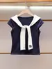 Shenzhen Nanyou Roupas Femininas de Alta Qualidade Verão Novo Estilo Coreano Design Moderno e Elegante Camiseta de Manga Curta com Xale Costurado para Mulheres