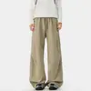 Calças casuais americanas de pregas largas para homens, calças curvas versáteis da moda de outono, calças esportivas casuais masculinas