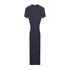 Vestido Largo de Punto Canalé Versátil de Moda Europea y Americana Más Vendido en AliExpress Europa y América