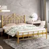 Cama de hierro forjado para uso doméstico, engrosada y reforzada, cama de princesa simple y moderna, cama doble de 1,8 m, cama de marco de hierro de lujo ligero individual de 1 m