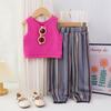 Estilo Coreano Primavera e Verão Menina Estilo Ocidental Calça Bloomers Listrada Coreia do Sul Roupa Infantil Menina Colorida Respirável Calça Casual