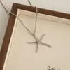 Colar Minimalista Pingente Estrela-do-Mar Tridimensional de Prata para Mulheres, Corrente de Clavícula Versátil de Nicho, Acessório de Pescoço Estilo Cool da Internet
