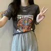 Camiseta de Manga Corta con Cuello Redondo Estampada y Corte para Tallas Grandes para Mujer Verano Nuevo Delgado mm Diseño de Aspecto Adelgazante Top de Moda