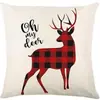 Funda de almohada de reno y copo de nieve Navideño Patrón de reno y copo de nieve Cubierta para cojín de sofá Decoración navideña Hogar Transfronterizo