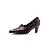 Zapatos de tacón alto de moda de nicho de 6 cm, nuevo modelo de otoño 2026, punta fina, tacón grueso, zapatos bajos de cuero para mujer