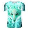 Venda direta da fábrica comércio exterior transfronteiriço nova impressão lobo em chamas camiseta 3D impressão digital masculina e feminina moda camiseta de manga curta jaqueta