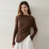 Suéter de Cachemira Asimétrico de un Solo Hombro Otoño/Invierno 2026 para Mujer, Suéter de Punto Ajustado