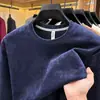 Moletom Masculino Jacquard Gola Redonda Manga Longa Primavera e Outono Camada Base Casual Pulôver Moda Estilo Coreano Moletom