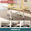 Mesa de comedor plegable engrosada, escritorio rectangular para espacios pequeños, no requiere instalación, móvil, multifuncional, mesa de comedor simple con ruedas