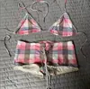 Ventas Directas de Fábrica Verano Europeo y Americano Nuevo Sexy Color Puro Transfronterizo Bikini Bikini Vacaciones en la Playa para Mujer Ins