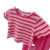 Conjunto de dos piezas para niña, traje de verano para bebé, elegante, personalizado, de marca de moda, estilo coreano, camiseta de manga corta a rayas, pantalones anchos